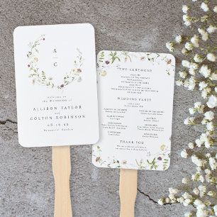 Sage Green Wildflower Rustic Boho Wedding Program Hand Fan