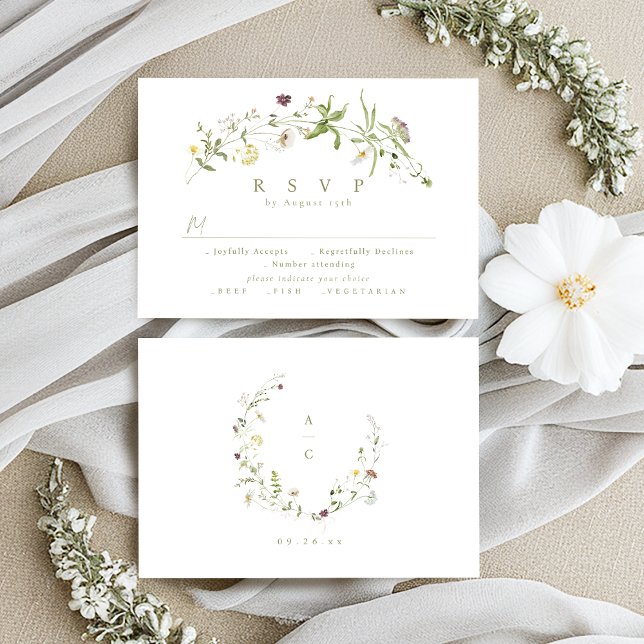 Sage Green Wildflower Rustic Boho Wedding RSVP Card (Sage Green Wildflower Rustic Boho Wedding RSVP)