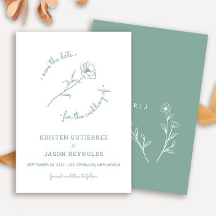 Sage Green Wildflower Save The Date Invitation