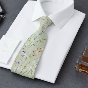 Sage Green Wildflower  Tie