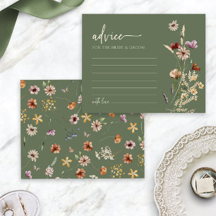 Sage Green Wildflower Wedding Advice Card