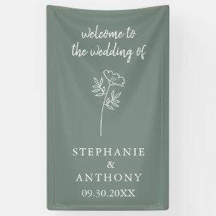Sage Green Wildflower Wedding Banner
