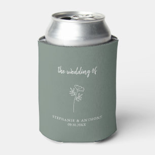 Sage Green Wildflower Wedding  Can Cooler