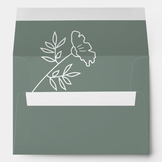Sage Green Wildflower Wedding  Envelope (Back (Bottom))