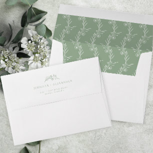Sage Green Wildflower Wedding  Envelope