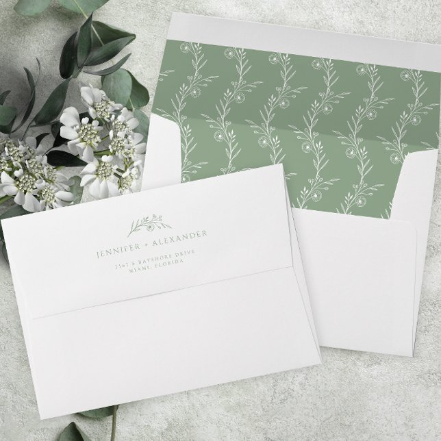 Sage Green Wildflower Wedding  Envelope (Creator Uploaded)