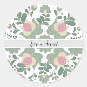 Sage Green Wildflower Wedding Favour Sticker