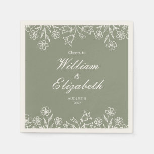 Sage Green Wildflower Wedding Napkin