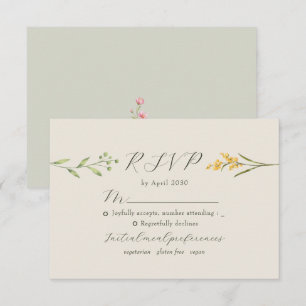 Sage Green Wildflower Wedding RSVP Card