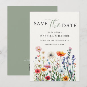 Sage Green Wildflower Wedding Save The Date