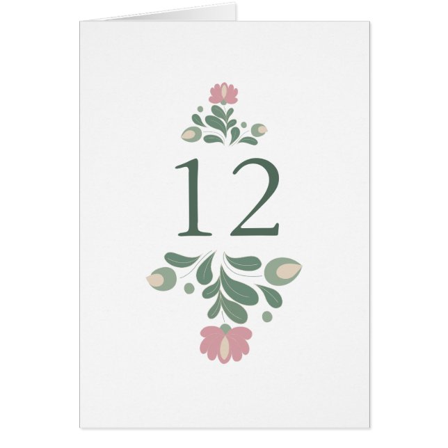 Sage Green Wildflower Wedding Table Number (Front)