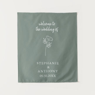 Sage Green Wildflower Wedding  Tapestry