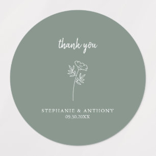 Sage Green Wildflower Wedding Thank You