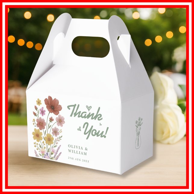 Sage Green Wildflower Wedding Thank You Favour Box (Creator Uploaded)