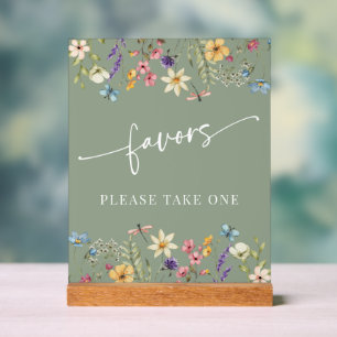 Sage Green Wildflowers Bridal Shower Pedestal Sign