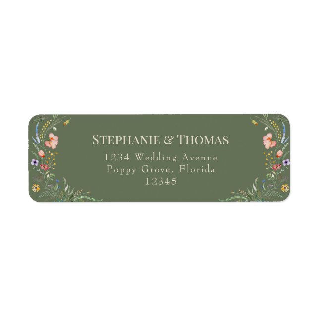 Sage Green Wildflowers Return Address Label (Front)