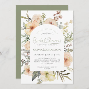 Sage Green Winter Cotton Floral Bridal Shower Invitation