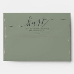Sage Green with Black Script Return Address Envelope