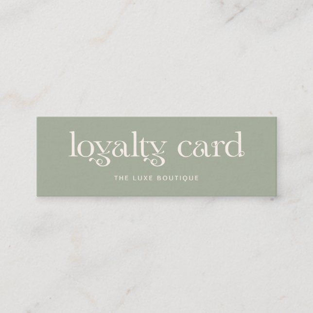 Sage Green with Luxe Cream Typography Loyalty Card (Front)