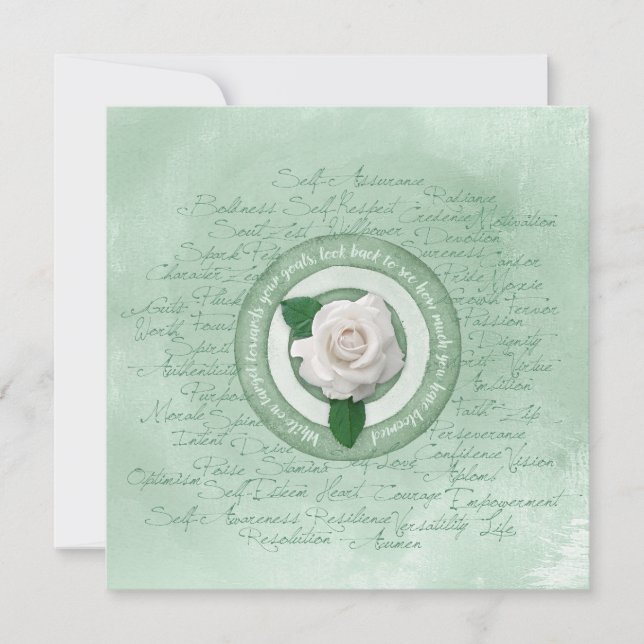  Sage Green with White Rose Empowerment Quote (Front)