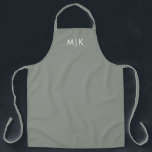Sage Green with White Text | Modern Monogram Apron<br><div class="desc">This modern apron design features a sage green background,  with your initials in bold white text for a look that is simple and stylish,  yet professional.</div>