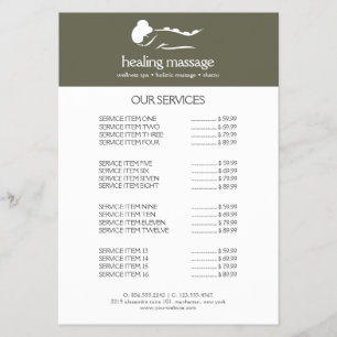 SAGE GREEN WOMAN STONE MASSAGE  Wellness Day Spa Flyer