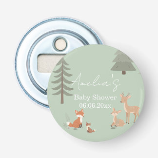 Sage Green Woodland Animal Baby Shower Bottle Opener