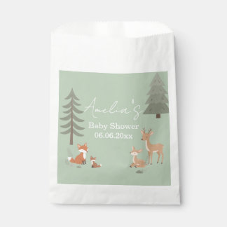 Sage Green Woodland Animal Baby Shower Favour Bags