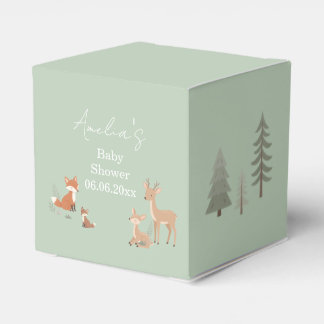 Sage Green Woodland Animal Baby Shower Favour Box