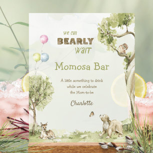 Sage Green Woodland Bearly Wait Momosa Bar Acrylic Sign