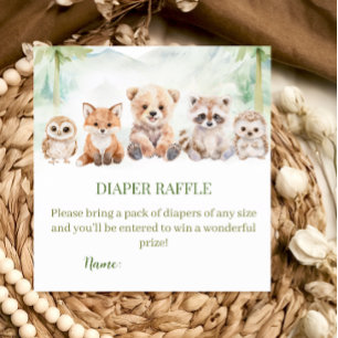 Sage Green Woodland Diaper Raffle Baby Shower Card