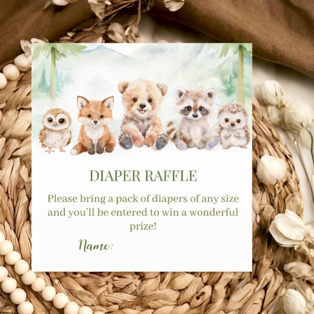 Sage Green Woodland Diaper Raffle Baby Shower Card (Creator Uploaded)