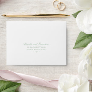 Sage Green Wreath Monogram Elegant RSVP Wedding Envelope