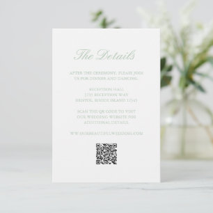 Sage Green Wreath Monogram QR Code Elegant Wedding Enclosure Card
