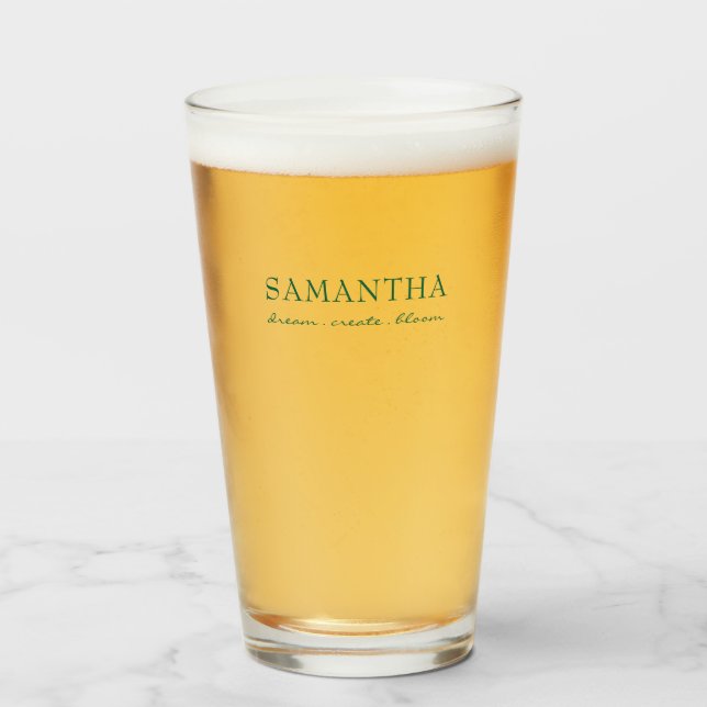 Sage Green Writing Name Positive Quote Glass (Front Filled)