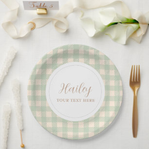 Sage green yellow Farmhouse Country Theme Wedding Paper Plate