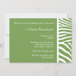 Sage Green Zebra Bachelorette Party Invitation
