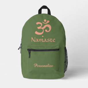 Sage Green Zen Design with Namaste & Name Printed Backpack