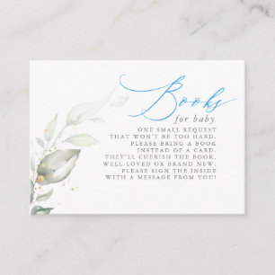 Sage Greenery and Blue Typography Books For Baby Enclosure Card
