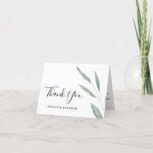 Sage Greenery Botanical Wedding Thank You Card