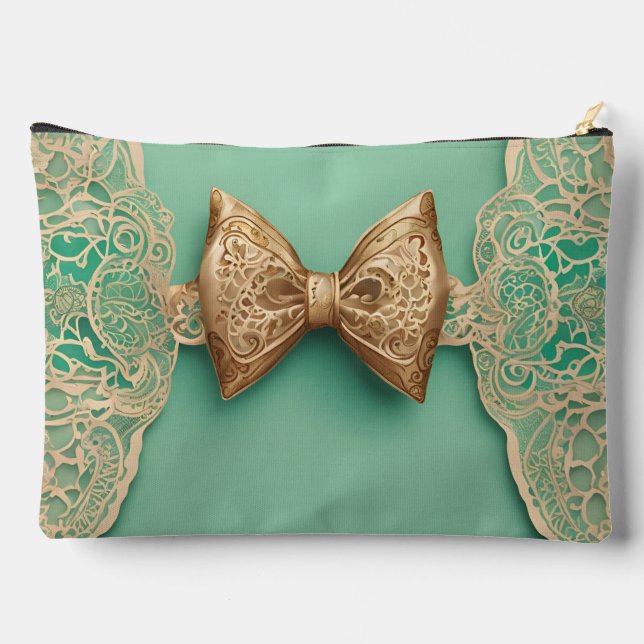 Sage Greenery Bow Tie AI art  Accessory Pouch (Back)