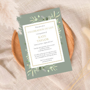 Sage Greenery Celebration of Life Invitation