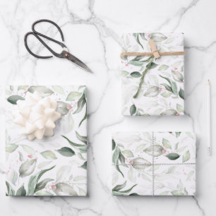 Sage Greenery Elegant Soft Rose Gold Foliage Wrapping Paper Sheet
