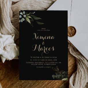 Sage Greenery Eucalyptus Gold Boda Wedding Invitation