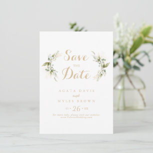 Sage Greenery Eucalyptus Gold Calligraphy Wedding Save The Date