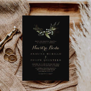 Sage Greenery Eucalyptus Gold Nuestra Boda Wedding Invitation