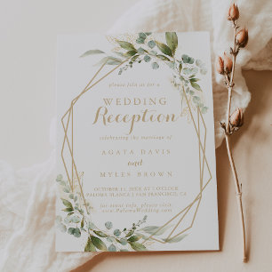Sage Greenery Eucalyptus Gold Wedding Reception Invitation