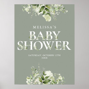 Sage Greenery Floral Baby Shower Sign