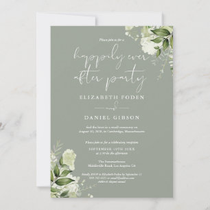 Sage Greenery Floral Happily Ever After Wedding Invitation