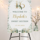 Sage Greenery Gold Sweet 16 Birthday Welcome